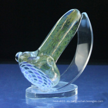 Glass Heavy Fumed cuchara de humo con Linework Design (ES-HP-071)